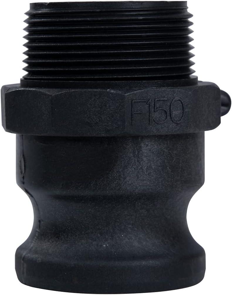 Quafwia 2 pcs Camlock Fittings Poly (1-1/2" Type F) Standard Camlock Couplings, Male Adapter x Male Thread Camlock Fittings Polypropylene Cam Groove Fitting (1-1/2") (1.5 Inch)