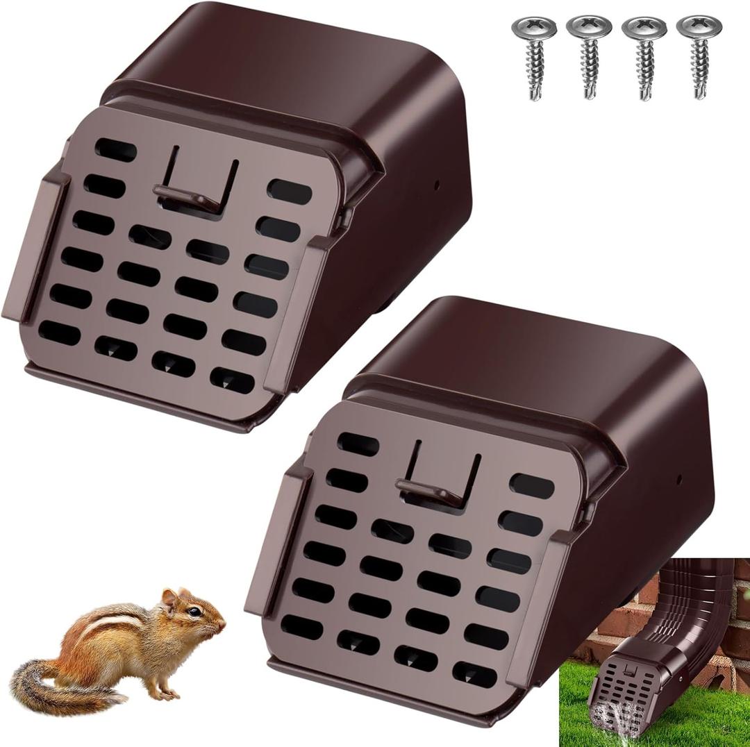 2"x3" 2 Pack Gutter Downspout Extensions Gutter Downspouts Downspout Diverter Outlet Filter and Leaf Guard for Bottom of Downspouts Extender Brown