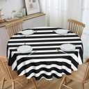 Black and White Striped Round Tablecloth 60 Inch Geometric Stripe Simple Classic Washable Table Cloth Circle Table Cover Decor for Home Kitchen Dining Party Patio