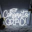 Congrats Grad Neon Sign - 11.3 * 16.7 Inch White Adjustable LED Graduation Decorations for Class of 2026 Party Room Dorm Backdrop Celebration Gifts Graduation Gift