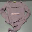 QINSEN Purple Bodysuit for Women Thong Sexy Square Neck Long Sleeve Shirt Tops XS