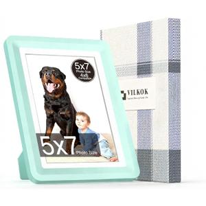 2 x Green 5x7 Picture Frame,1 Pack, Fits 5x7 Photo or 4x6 with Mat, Acrylic Front & Durable ABS Frame, Shatterproof UV-Resistant Tabletop Display, Vertical/Horizontal Home Dcor Frame