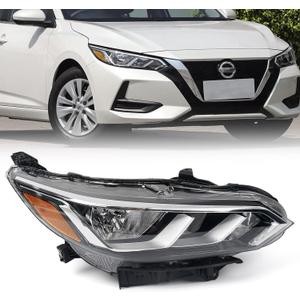 Huray Halogen Headlight Assembly Fit for Nissan Sentra S/SV 2020 2021 2022 RH Headlamp w/o LED OE Style Replacement for NI2503276 Right Passenger Side