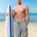 UIQUR Men's Swim Trunks Board Shorts Quick Dry Bathing Suits with Mesh Lining Pockets 7 Inch Inseam Beach Swimwear (Gray, XXL)