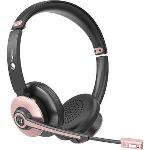 Wireless Headset with Mic for Work, Bluetooth Headset with Microphone Noise Cancelling & Dual Connection, 26H Playtime & Mute Mic, Bluetooth Headphones V5.3 Multipoint for Work/Zoom/Teams/Call Center