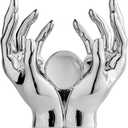 FJS Silver Home Decor Hands Sculpture Decorations for Living Room, Modern Art Statue Sculptures Room Aesthetic Decor, Shelf Coffee Table TV Stand Decoration (Sliver)