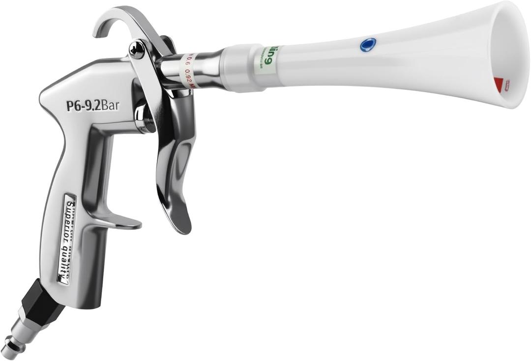 Tornado Dry Cleaning Gun with Brass Adjustable Air Flow Nozzle,Air Blower Gun Quickly Blasts Dirt and Dust from Surface Works with Air Compressor (Silver)