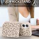 Cavor Compatible with iPhone 16 Wallet Case with Card Holder, Credit Slots Kickstand Stand Phone Case for Women Men, PU Leather Protective Case-Beige Leopard
