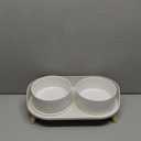 Elevated Ceramic Dog Bowl Set - Double Dog Feeding Bowls with Stand Splash Proof - Raised Dishes for Food and Water - Ideal for Small to Medium Dogs - 2 x 850 ml - 28.74 oz (White)