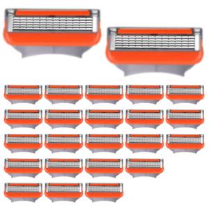 24 Pcs-Razor Blades Refills Compatible with Fusion 5 Blades,5-Layer Precision Anti Friction Manual Wet Shaving Blade Trimmer,Pivoting Head for Close and Comfortable Shave