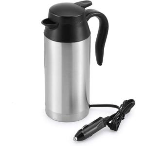 12V Car Kettle Boiler - 650ml Travel Kettle Car Water Heater Stainless Steel Car Coffee Cup Warmer Hot Water Maker with DC 12V Charger Electric Kettle for Car