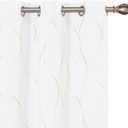 Deconovo Silver or Gold Wave Print Blackout Curtains - Thermal Insulated & NoiseReducing Grommet Drapes for Bedroom & Living RoomGreyish White/Line42W x 63L2 Panels