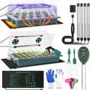 2 Pack 80 Cells Seed Starter Tray with Grow Light & Heat Mat, Plant Seed Starter Kit with Humidity Domes, Automatic Timer, and Adjustable Brightness for Indoor Greenhouse Gardening