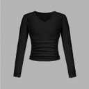 SOLY HUX 3 Pack Girl's Long Sleeve Shirts V Neck Basic T-Shirts Ruched Tops Spring Fall Layering Tees 8-12 Years