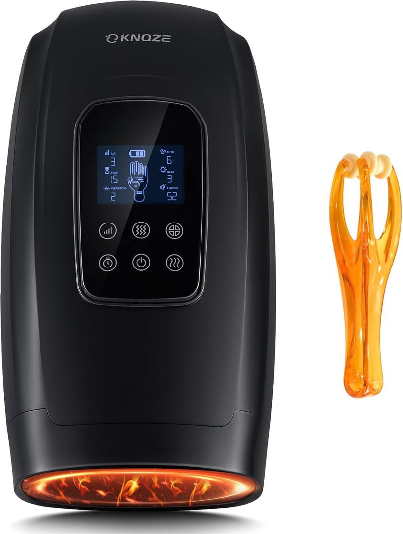 Touchscreen Electric Hand Massager with Heat and Compression for Arthritis and Carpal Tunnel, Finger Numbness Relief