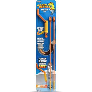FlexiSnake Drain Weasel Sink Snake Hair Clog Remover Tool Kit, Pipe, Bathroom, Bathtub Drain Cleaner, 18", 2 Pack Wand Refills and Removable Handle