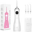 Water Dental Flosser for Teeth, Portable Cordless Water Flosser with 300ML Rechargeable with Type-C, IPX7 Waterproof Water Flossers for Adults with 3 Intensity Modes and 3 Flossing Tips Silver
