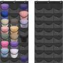 Hat Rack for Baseball Caps, 24 Pocket Over the Door Hat Organizer with 3 Hooks, Hat Holder for Door with Large Clear Pockets, Hat Storage to Protect and Display, Black - 1 Pack