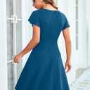 OWIN Womens 2026 Elegant Ruffle Sleeve Flared A Line Swing Casual Party Cocktail Dresses (L)