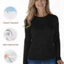 Womens Long Sleeve Thermal Shirts, 2025 Fall Winter Crew Neck Shirt for Women, Stretch Basic Tight Long Sleeve Underwear Tops (Small, Black)