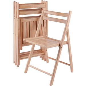 Winsome Robin Folding Chair Set of 4 in Natural, Convenient & Lightweight Portable Kitchen & Dining Chairs for Small Homes & Apartments, Indoor & Outdoor Foldable Seating (17.64W x 19.8D x 32.68H In)