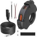 KAEDEAR Motorcycle USB Clamp, Water Resistant, Fast-Charging, Type A, Type C, PD(30W)+QC3.0(18W), SAE DC 12V, KDR-M3D