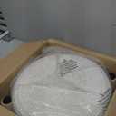 Round Foot Stool Ottoman with Storage Footrest with Wood Legs Cotton Knitted Vanity Stool Tray Top Coffee Table Multifunctional Upholstered Footstool for Living Room Bedroom White