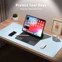 Aothia Leather Desk Pad Protector, Mouse Pad, Office Desk Mat, Non-Slip PU Leather Desk Blotter, Laptop Desk Pad, Waterproof Desk Writing Pad for Office and Home (31.5" x 15.7",Baby Blue)