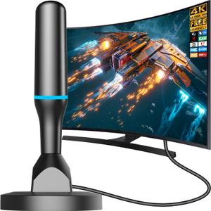 TV Antenna for Local Channels Indoor, Digital TV Antenna for Smart TV Indoor 4K HD Without Cable - Magnetic Base, 360 Reception, 8.2ft Cable, Long Range - Support HDTVs with Built-in Tuner