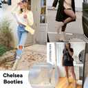 Athlefit Women's Chelsea Boots Fashion Slip on Platform Ankle Boots Lug Sole Chunky Booties (S)