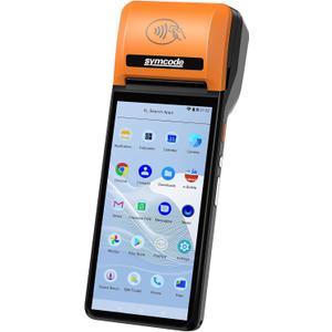 symcode POS PDA Printer Mobile POS Machine Terminal Thermal Receipt Printer 5.99" High Resolution and Clear Touch Screen Handheld PDA Printer Android 8.1 OS Support 4G WiFi Bluetooth with NFC (Orange)