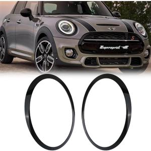 Osompar Headlight Trim Ring Headlamp Bezel Driver Passenger Side Compatible with 2014-2021 Mini Cooper F55 F56 F57 Replaces 51137449209 51137449210 Black Pair