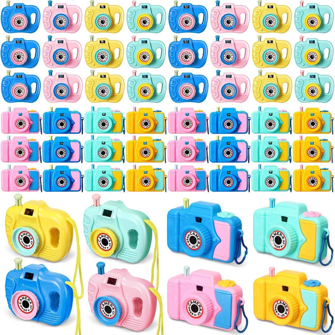 48 Pcs Kids' Toy Camera Thanksgiving Kids Gifts Children's Role Play Prop with Images in Viewfinder Mini Toy Camera for Boys Girls Birthday Thanksgiving Party Favors Goodie Bag Return Gifts