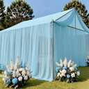 6 Panels 5ft x 30ft Baby Blue Ceiling Drapes for Weddings, Light Blue Sheer Fabric Ceiling Curtains for Gender Reveal Baby Shower Photo Background Birthday Party Decoration, Tent Drapes