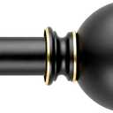Black Curtain Rods for Windows 18 to 45 inches,1 Inch Modern Metal Drapery Rods,Adjustable Heavy Duty Curtain Pole with Round Finials(18"-45"Black Gold)
