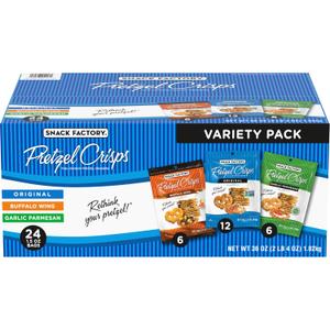 Snack Factory Pretzel Crisps Variety Pack, Individual 1.5 Ounce (Pack of 24) (EXP 08/07/27)