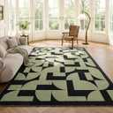 ThreadGlobe Abstract 8x10 Area Rugs Geometric for Living Room, Dark Green