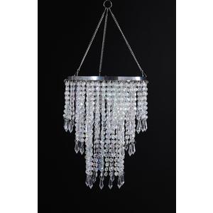 FlavorThings 3 Tiers Iridescent Acrylic Beaded Chandelier Shade, Ceiling Light Pendant Lampshade with Crystal Beads for Wedding Party Event Home Decoration,W8.6 X H12 (H12C)