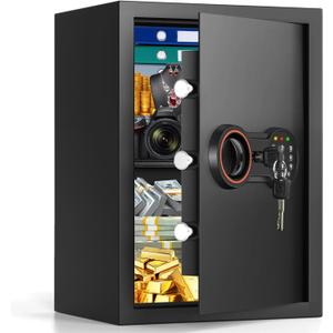 2.6 Cub Large Home Safe Fireproof Waterproof, Anti-theft Fireproof Safe Box with Programmable Keypad, Spare Keys and Removable Shelf, Digital Security Safesfor Home Money Firearm Documents Medicines