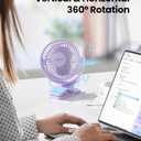 Gaiatop Portable Clip on Fan Battery Operated, Small Powerful 3 Speed Quiet 360 Rotate, USB Rechargeable Mini Personal Cooling Fan for Desk Table Home Office Stroller Camping Women Gifts Purple