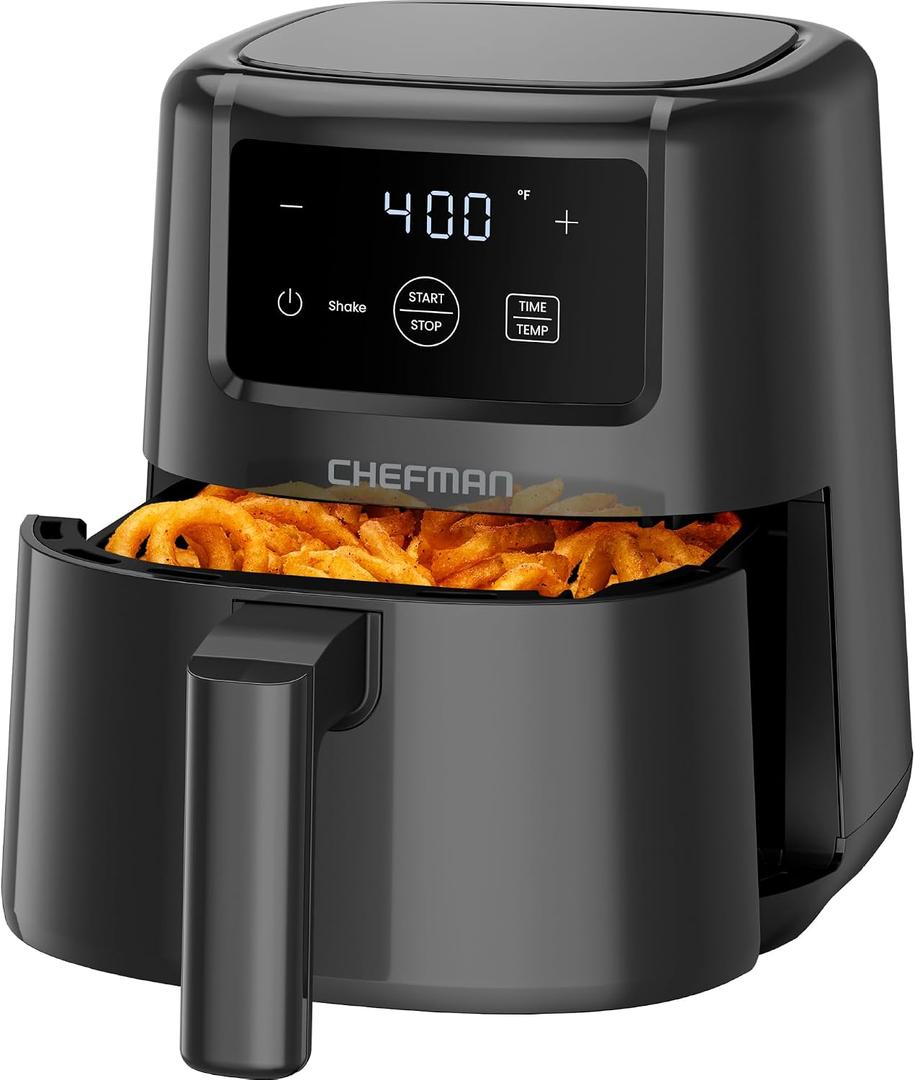 CHEFMAN 2 Qt Mini Air Fryer – Digital Space-Saving Compact Air Fryer with Nonstick and Dishwasher Safe Basket, Quick & Easy Meals in Minutes, Features Digital Timer and Shake Reminder – Black