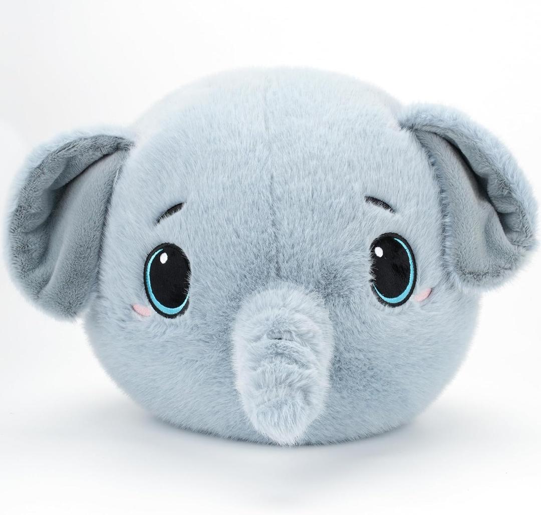 Ellie Puffy Elephant Stuffed Animal (12 in) - Stuffed Elephant Plush Pillow - Plush Elephants Gifts - Cute Plushies Peluches - Plush Toys Stuffy - Cute Pillows