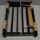 Free Standing Foldable Dog Gate, 16.5" High Step-Over Metal Short Pet Gate, Up to 48" Wide Puppy Fence for Stairs and Doorways, Indoor & Outdoor Use, No Drilling and No Assembly, Black