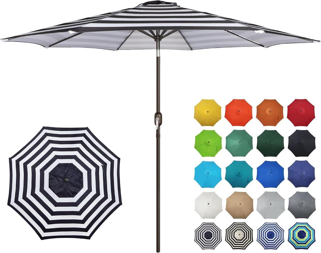 Blissun 10FT Outdoor Patio Umbrella, Outdoor Table Umbrella, Yard Umbrella, Market Umbrella with 8 Sturdy Ribs, Push Button Tilt and Crank