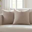 Meekio Set of 2 Light Taupe Pillow Covers 20x20, Farmhouse Linen Decorative Throw Cushion Covers for Sofa Couch