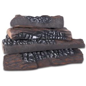Gas Logs, 10 Piece Ceramic Log for Fireplace and Fire Pit, Heat Resistant Realistic Logs, Stackable Fake Log Set - Gas, Propane, Electric Fireplace Indoor Insert (10-15 inches)