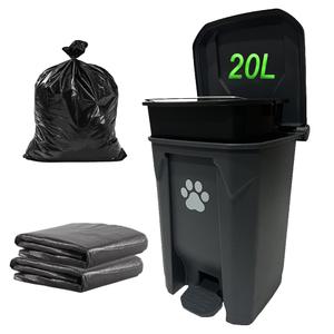 20L/5Gallon Dog Poop Trash Can Outside with Waste Bags Outdoor Dog Poop Trash Can for Backyard with Lid Odorless Waterproof Foot Pedal and Removable Inner Bucket