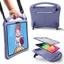 Bam Bino Space Suit Kids Case for iPad Pro 12.9" 3rd/4th/5th/6th Generation (2018-2022) Models [Not for iPad Pro 12.9 1st/2nd Gen] Screen Guard, Handle, Shoulder Strap, Pencil Holder (Nebula Violet)
