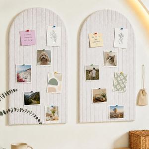 2Pack Arched Felt Bulletin Board 12 Pcs with Push Pins (Beige, 35" x 24") | 2Pack Bulletin Board, 12 Pcs Self-Adhesive Tiles, Arch Pin Cork Board, Includes 40 Pushpins