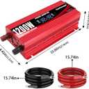 Cantonape 1200W Car Power Inverter DC 12V to 110V/120V AC Converter with LCD Display Dual AC Outlets and Dual USB Car Charger for Car Camping Laptop Truck Red
